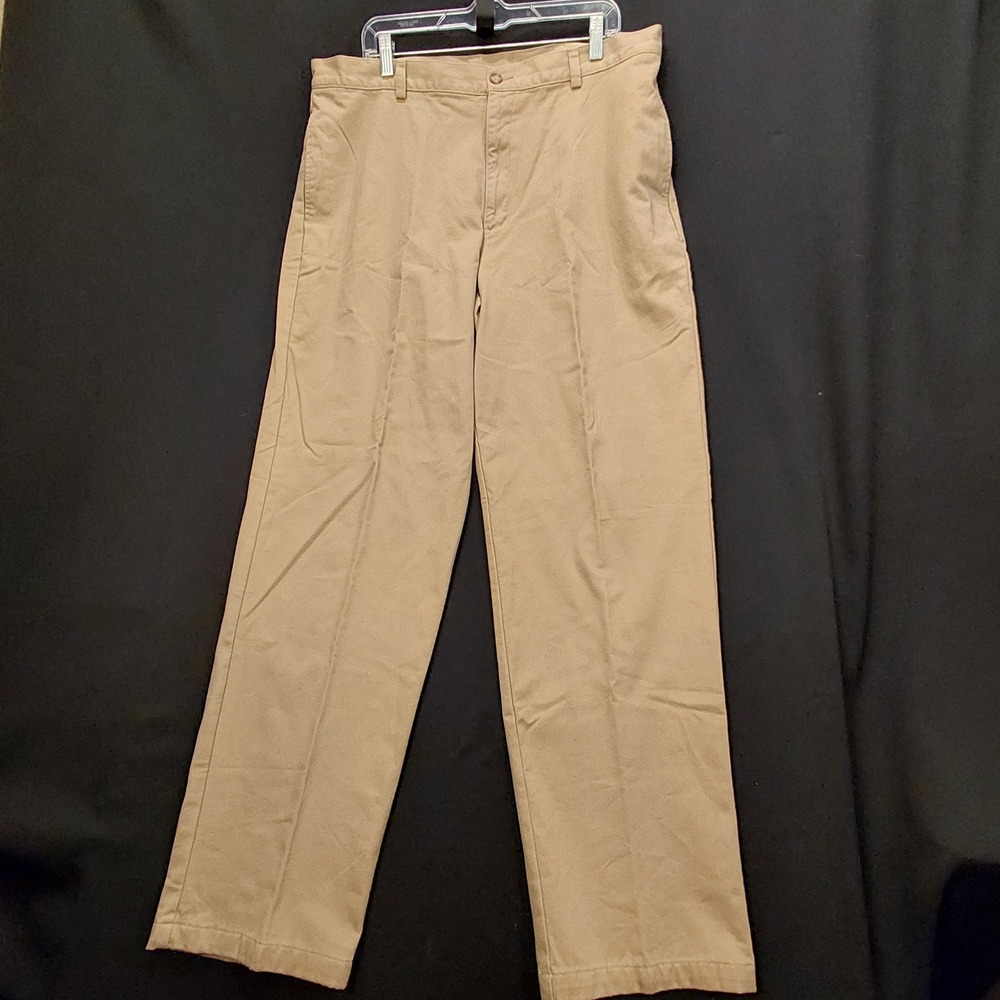 L.L. Bean Natural Fit Flannel Lined Chinos Pants Mens 38x34 Khaki Cotton 162385